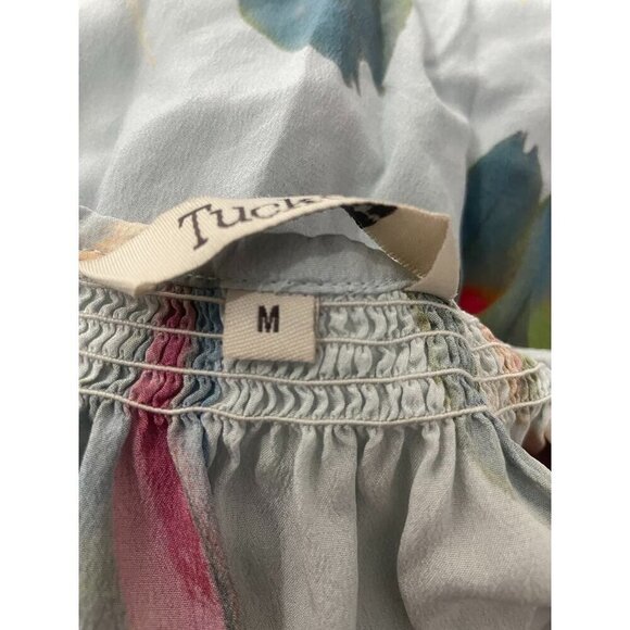 Tucker Size Medium Silk Dress Feathers 3/4 Sleeve - Picture 6 of 8